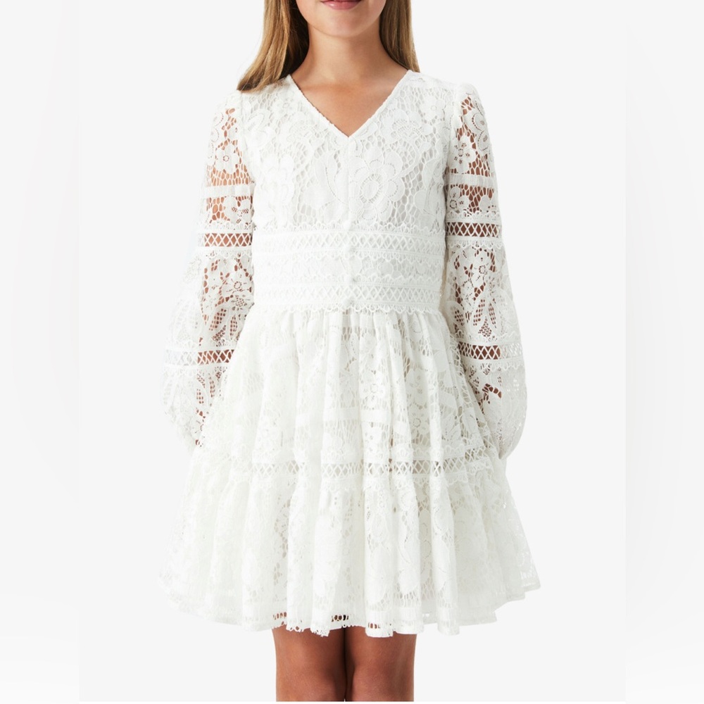 Girls Venice Floral Lace Dress In Ivory (Size:12)